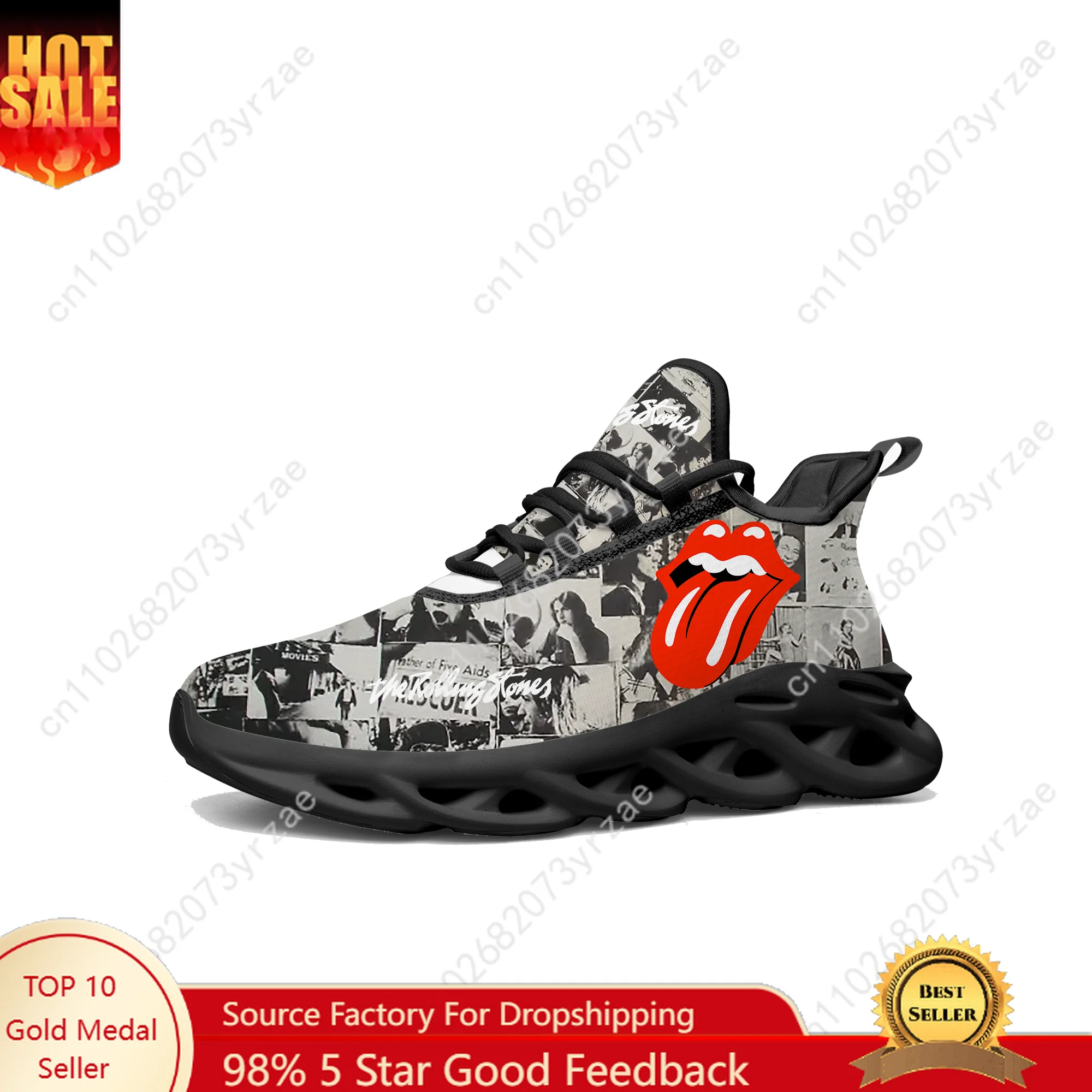 

The Rolling Stones Lace Mesh Shoes Flat Sneaker Men Women Sports Shoe High Quality Fashion Sports Sneakers Custom Made Footwe