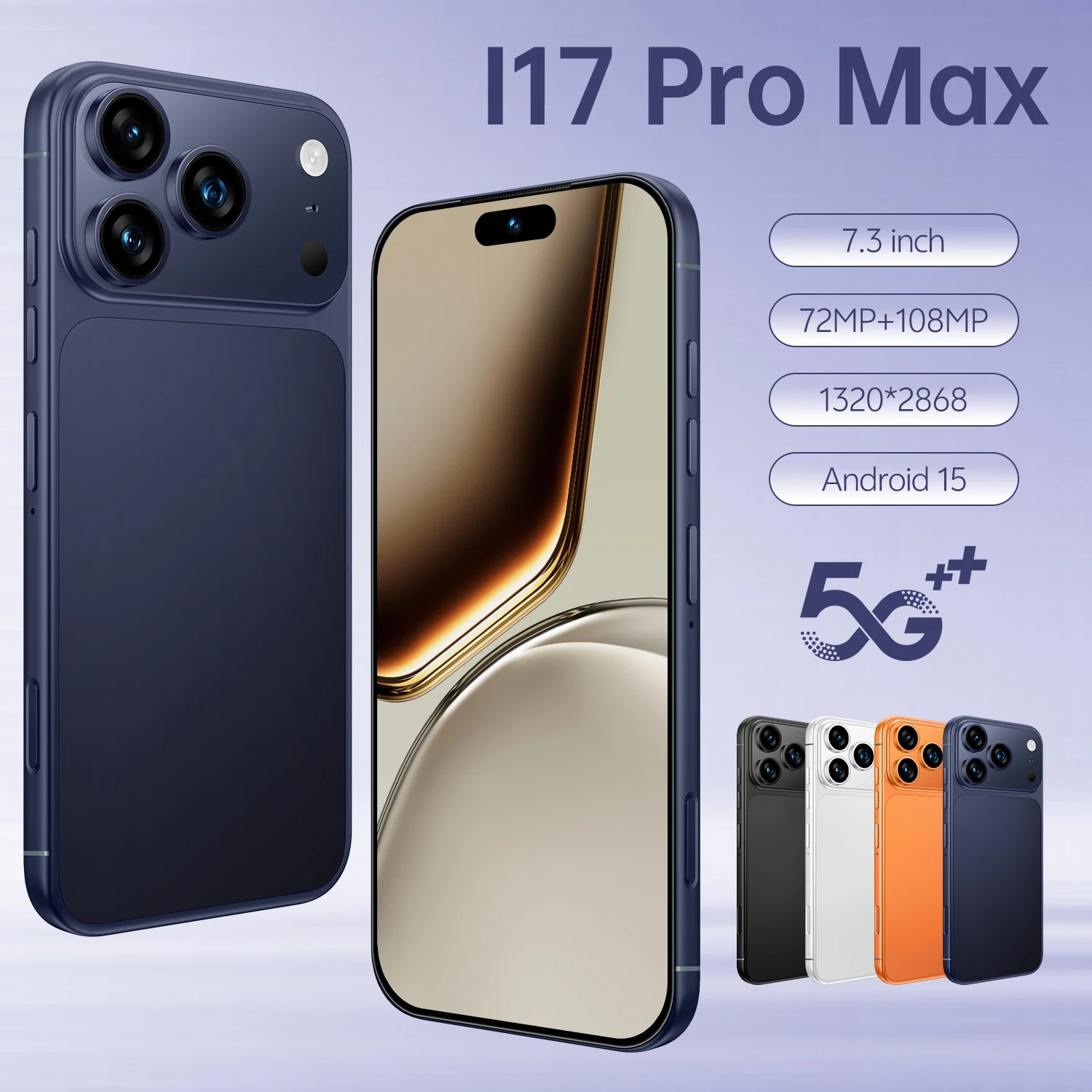 

Global Edition 2025 HOT I17 Pro Max NEW 7.3HD Original Smart Dual Card 8000mAh Battery Facial Recognition Function