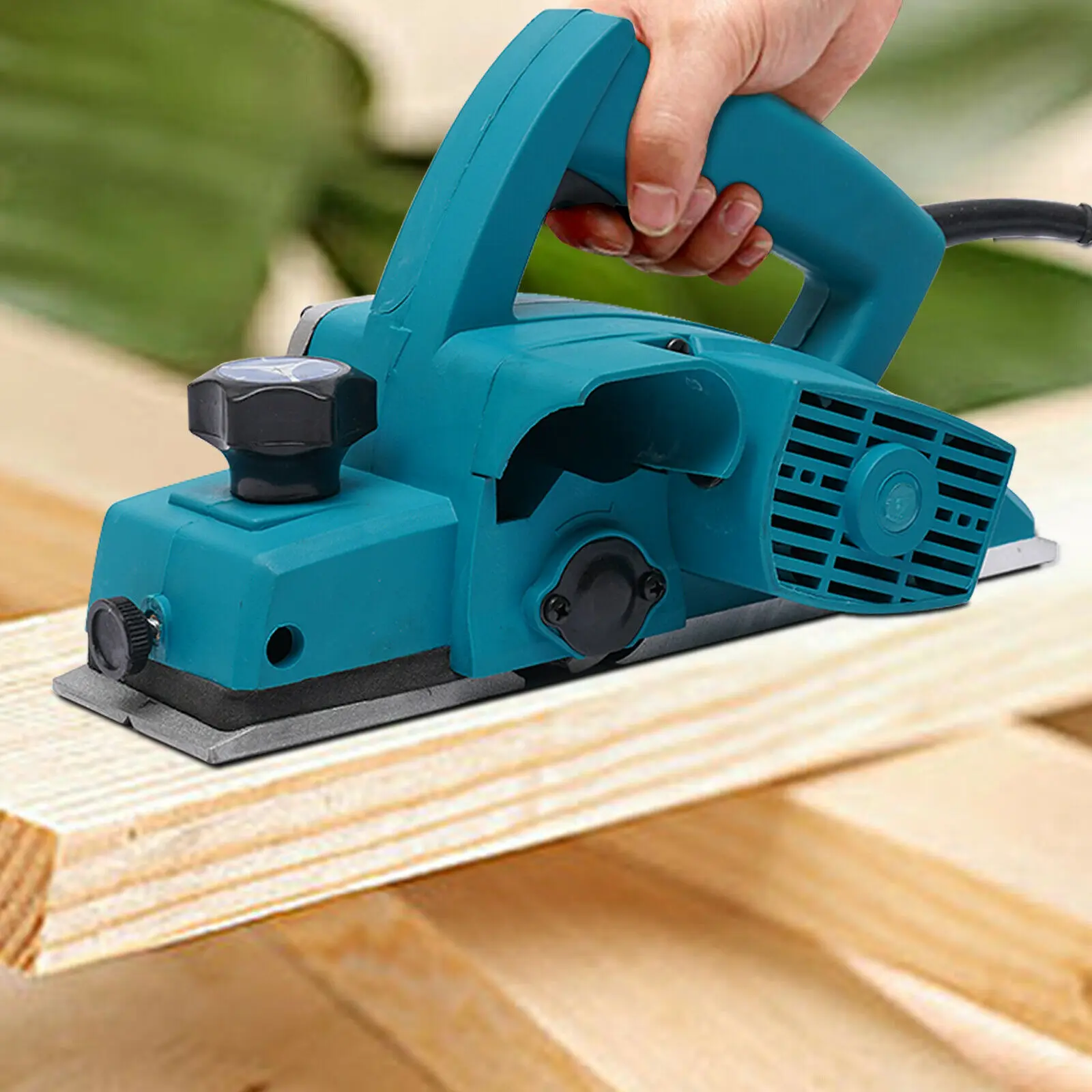 800W Portable Hand Held Electric Wood Planer Woodworking Polishing Crafting 82mm Blue