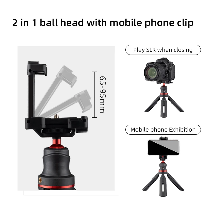 Mini Smartphone Tripod with Phone Holders for Camera Aluminum Tripod with Tripod Head for Camera DSLR ILDC Camcorder Projector