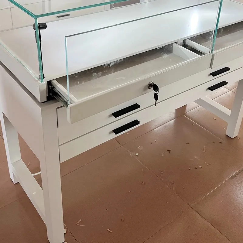 custom.Customized High Quality Modern Style Rectangular Glass Showcase Jewellery Display Counter LED Spotlight Durable Recyclabl