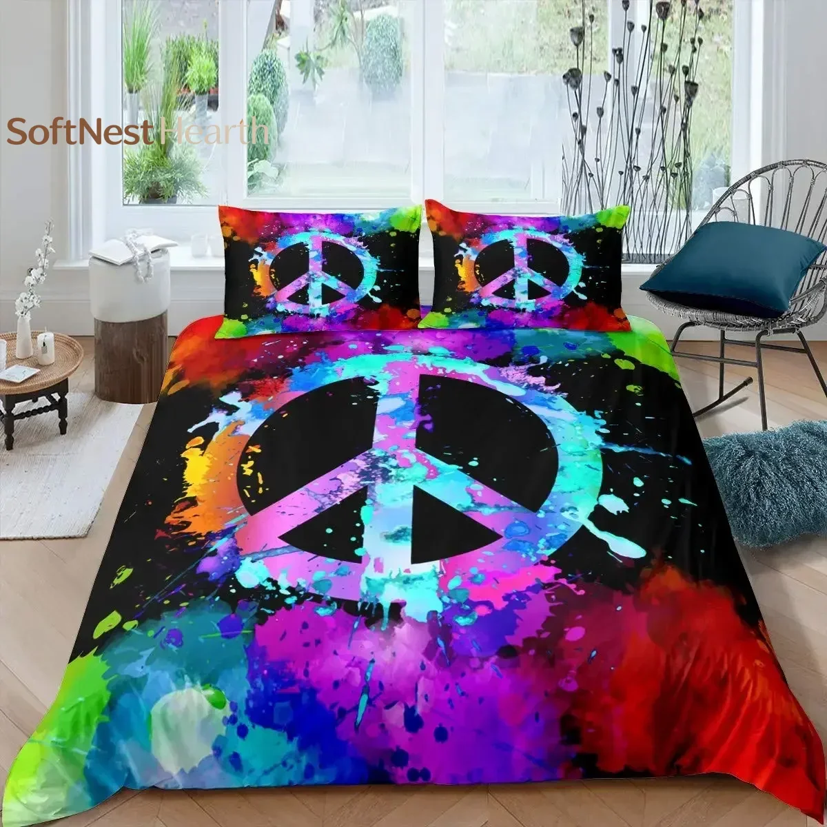 2026 3D Printed Peace Symbol Bedding Set Duvet Cover Bedroom Comforter Covers Single Twin King ​Size Quilt Cover Home Textile 2/