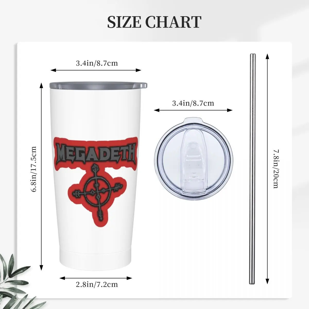 Megadeths Logo Stainless Steel Tumbler Vacuum Insulated Mug Thermal Cold Bottle Straws With Lid 20oz