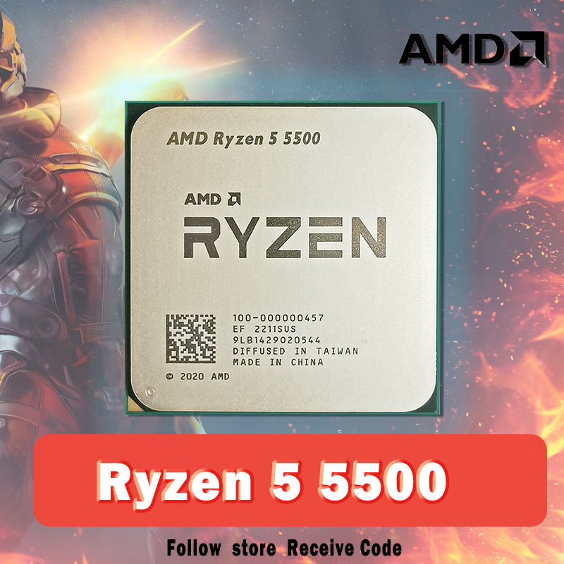  AMD Ryzen 5 5500 R5 5500 3.6 GHz 6-Core 12-Thread CPU Processor 7NM L3=16M 100-000000457 Socket AM4 No Fan 