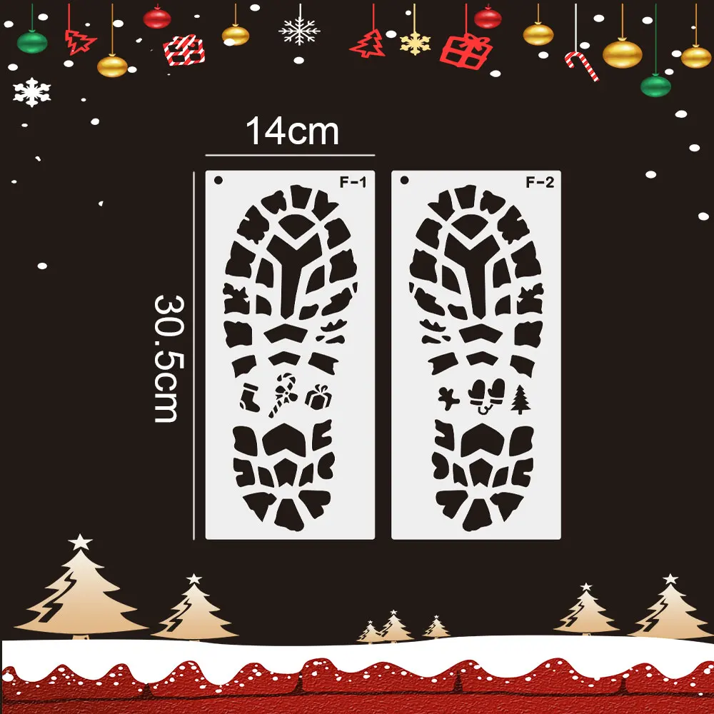 6 قطعة عيد الميلاد البصمة ندفة الثلج الاستنسل سانتا كلوز بصمة اللوحة قالب سجل القصاصات التلوين النقش ألبوم عيد الميلاد ديكور #6