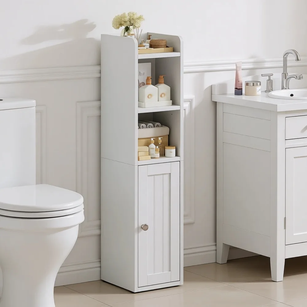

Узкий угловой шкаф для ванной с регулируемой полкой, для хранения туалетной бумаги, для небольших помещений, белый