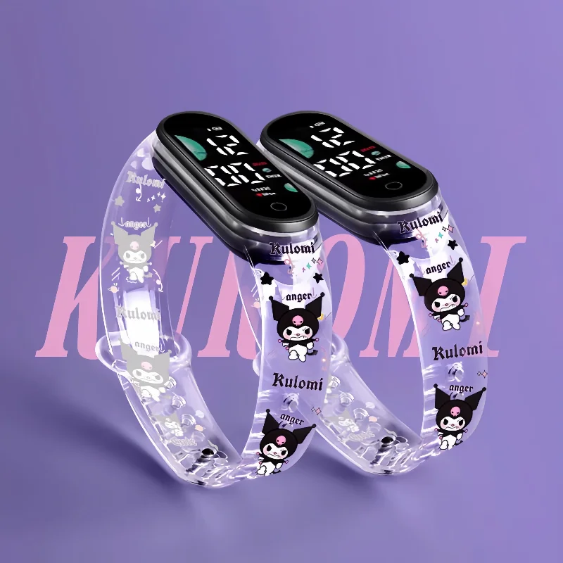 New Sanrio Kuromi Kawaii Cute Children Cartoon Silicone Print Children Sports Watch Female Student Accessories Holiday Gift