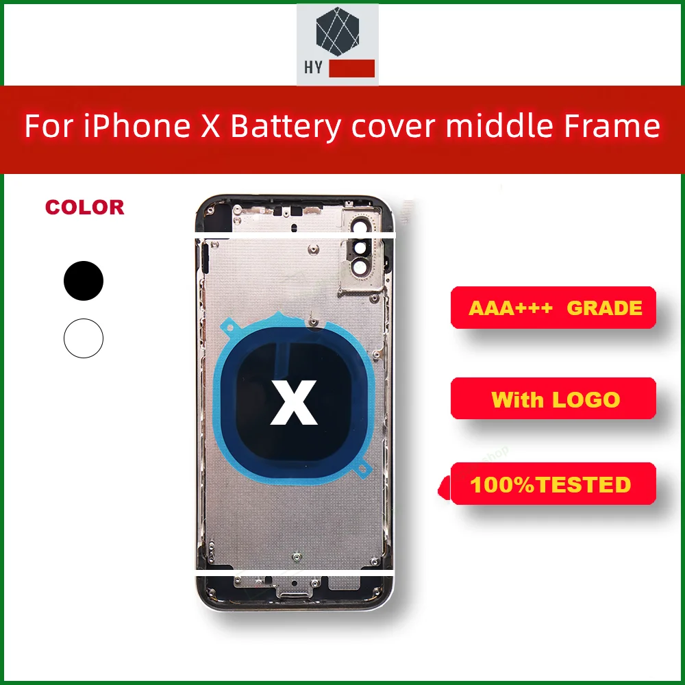 For IPhone X/XS/XSMAX Battery Back Cover New Case + Mid Frame Case + SIM Tray + Side Button For iPhone XR X XS XSMAX housing