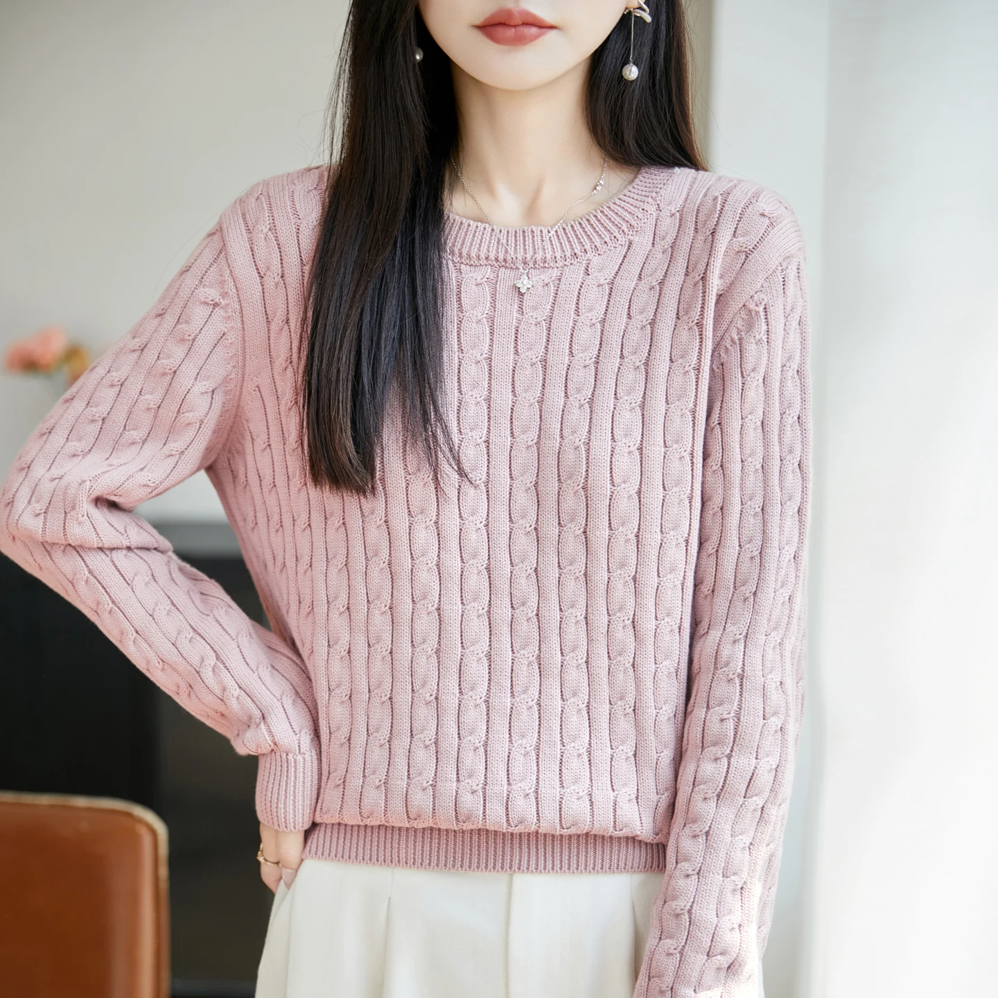 Undershirt Crew Neck - 100% pure cotton vintage hemp knitwear