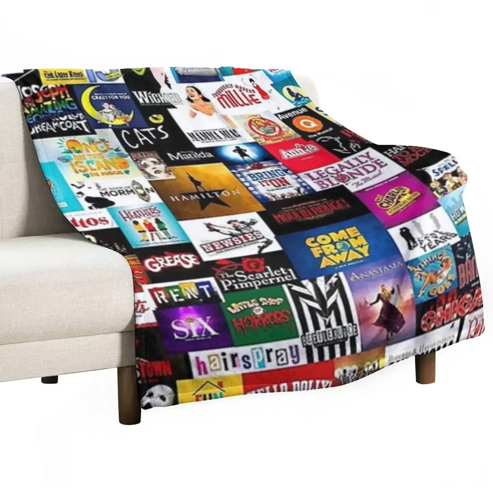 Broadway Show Logo Collage Throw Blanket blankets ands Luxury St Flannels Winter beds Furrys Plaid on the sofa Blankets
