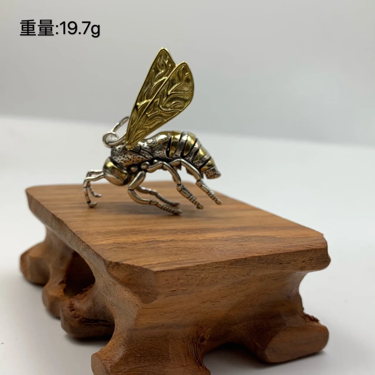 Bee pendant men's and women's s925 sterling silver creative personality necklace pendant hipster bumblebee pendant