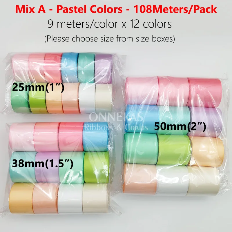 (9Meters) 25/38/50mm Double Sided Satin Ribbon High Quality 100% Polyester Double Face Ribbon Bows Making Ribbon 1\