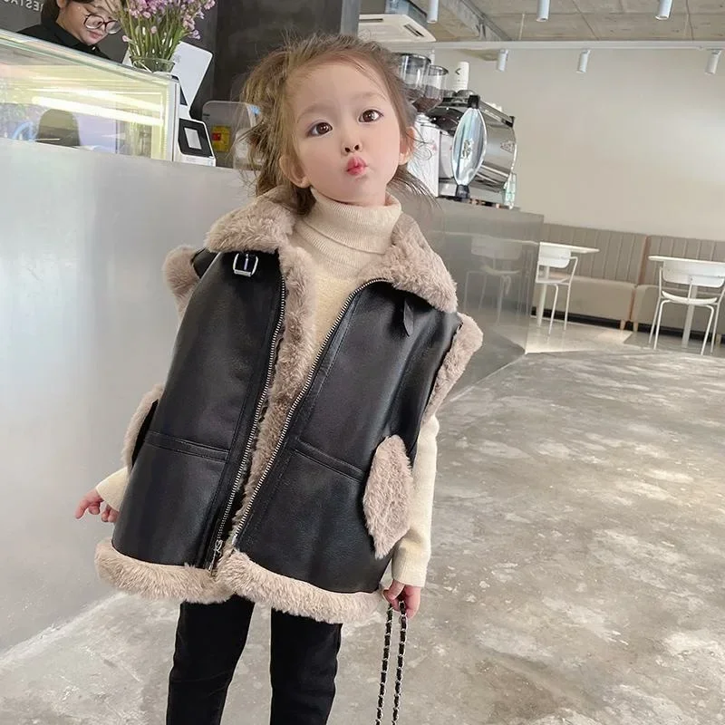 Dziewczęcy zimowa kamizelka coatbaby\'s zagraniczny styl dziecięca personalitymodna brandtrendy w stylu ulicznym w stylu koreańskim futrzany