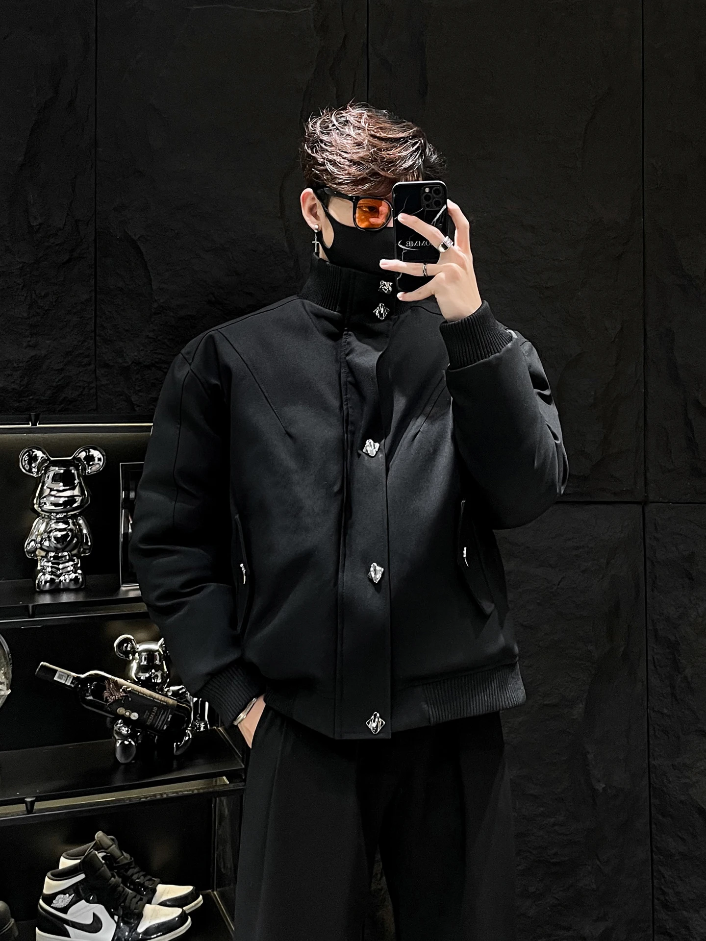 

Мужское зимнее пальто Thiened Cotton Jaet с воротником-стойкой, теплое, легкое, модное, с украшением на молнии, повседневное Sle