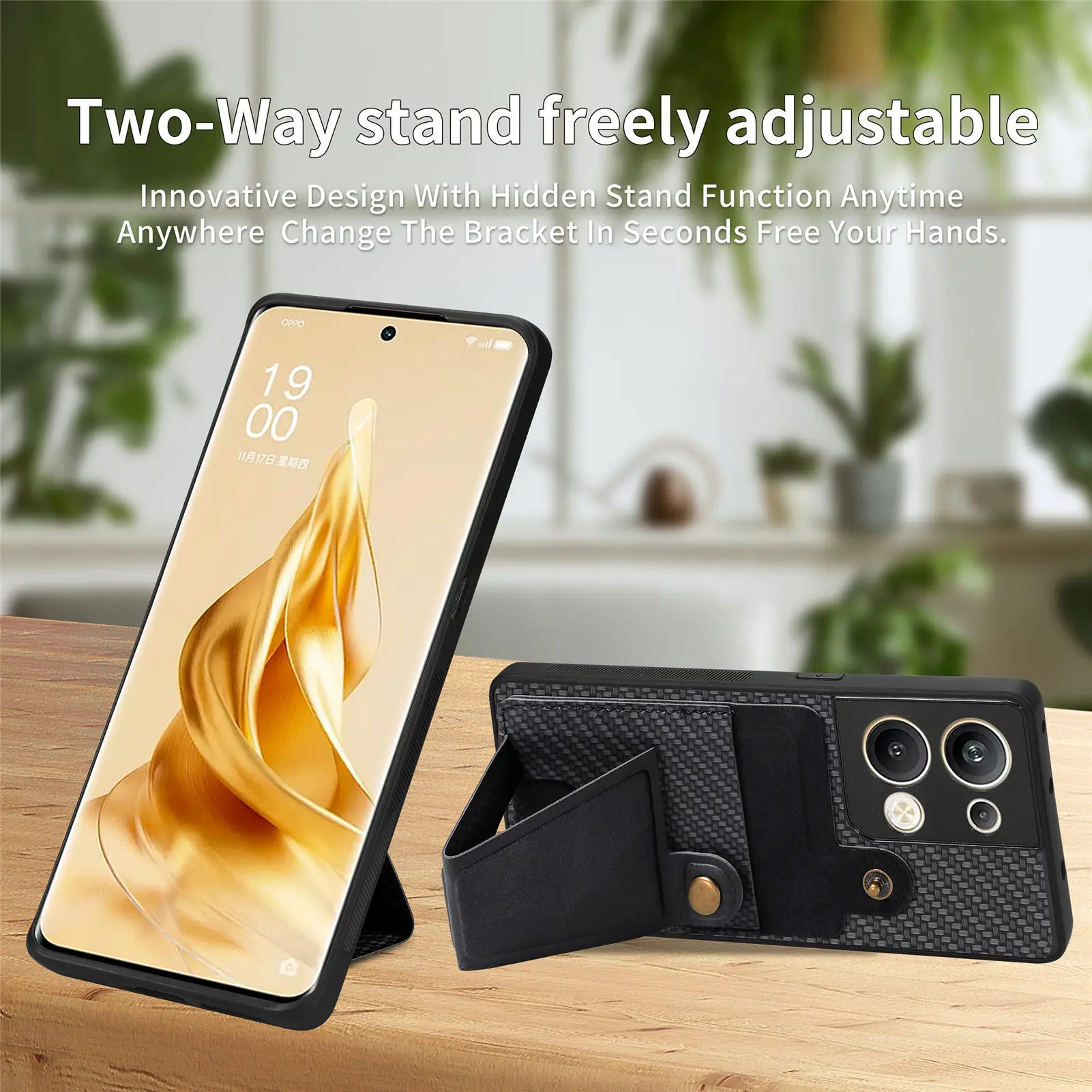 Magnetic Buckle Case For OPPO Realme C55 C35 C31 C30S C33 C25S C25Y C21Y C12 C11 Carbon Fiber Card Slot Wallet Stand Case Cover