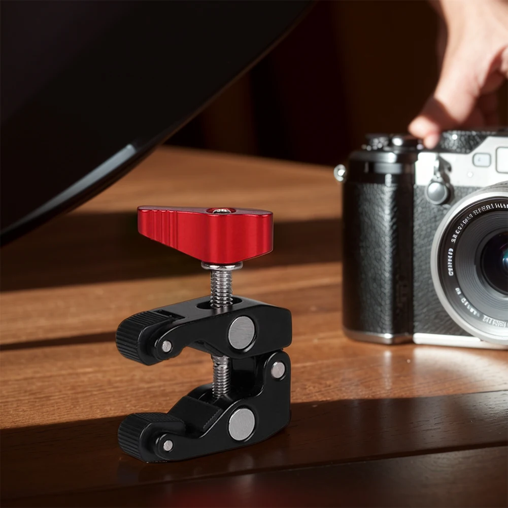 ตัวหนีบโลหะแบบ Super Clamp พร้อมเกลียวขนาด 1/4 นิ้ว และ 3/8 นิ้ว คลิปหนีบ Magic Arm Clamp ตัวยึดแบบ Super Holder สำหรับกล้อง DSLR จอภาพ ไฟ LED และไมโครโฟน