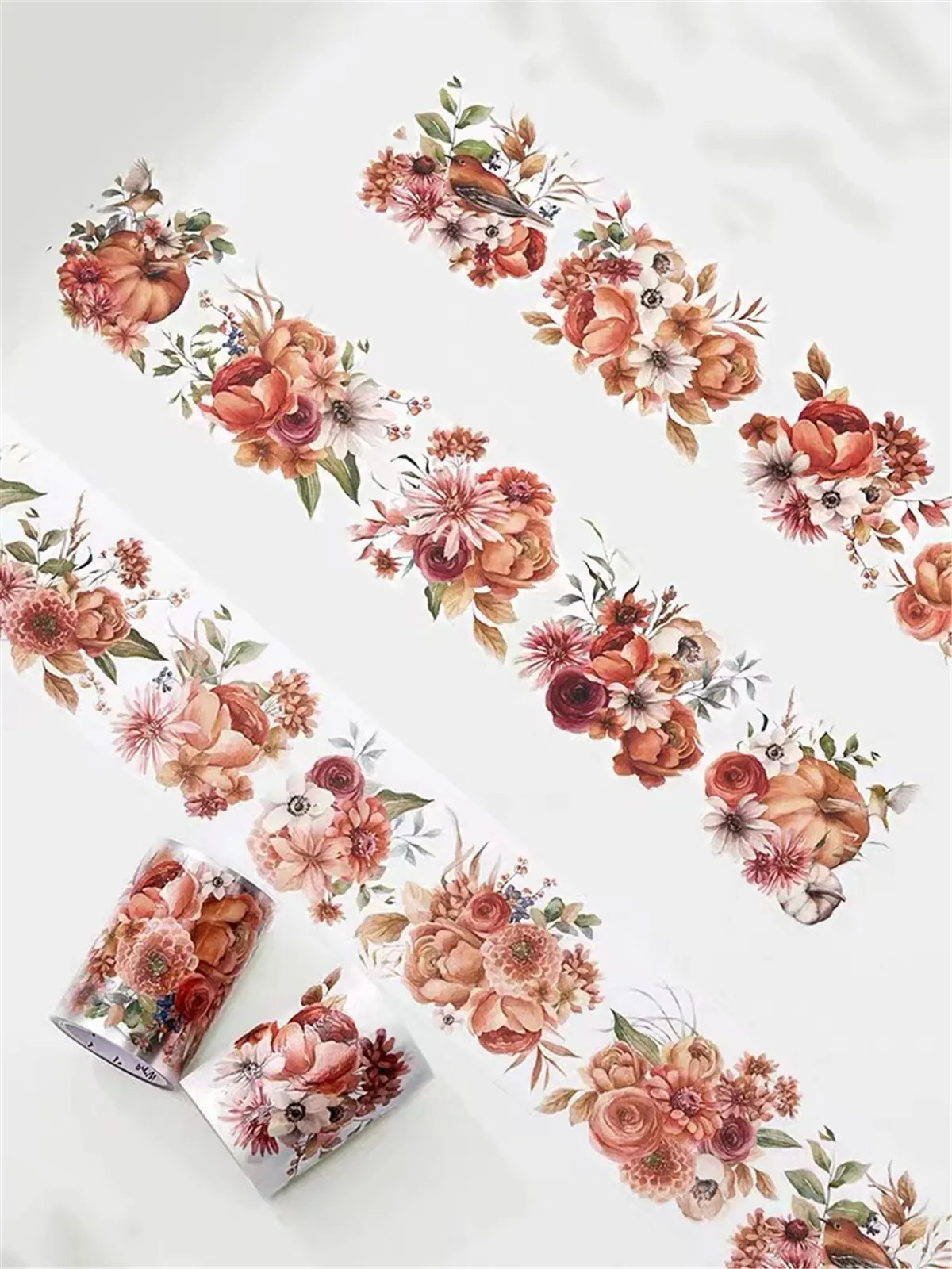 Vintage Autumn Mountains Plains Floral Washi PET Tape for Planner Card Making DIY Scrapbooking Plan Decorative Sticker
