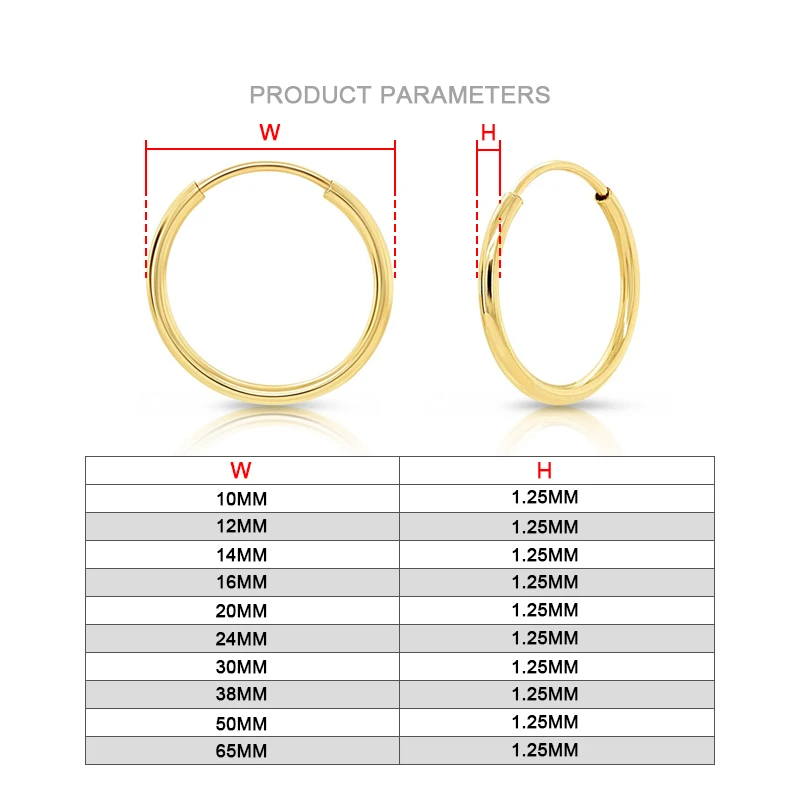 14K Gold Filled Endless Hoop Earrings 10 Size Gold Jewelry Gold Hoop Earrings Brincos Pendientes Oorbellen Boho Women Earrings