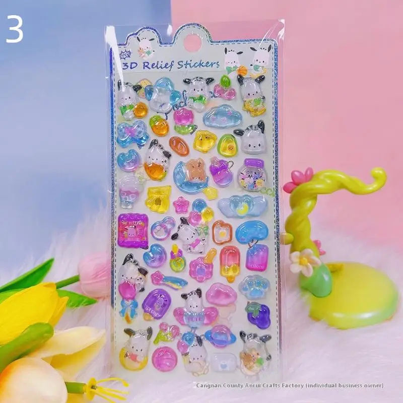 Cartoon Kuromi My Melody Cinnamoroll 3D Embossed Three-Dimensional Stickers Mobile Phone Decoration Holiday Gift