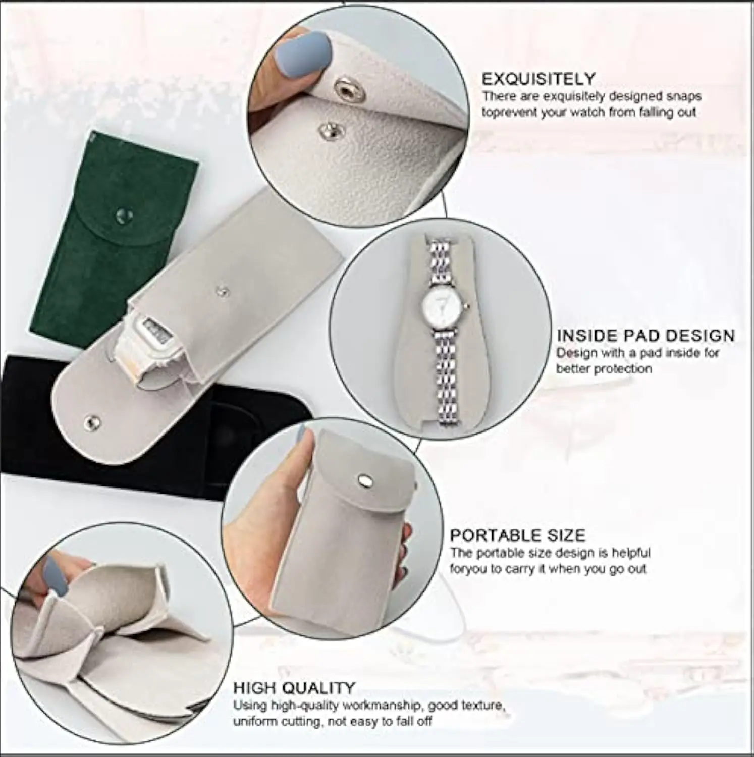حقيبة ساعة، حقيبة تخزين ساعة فلنلت محمولة، حقيبة سفر، حقيبة تخزين للساعة للرجال والنساء