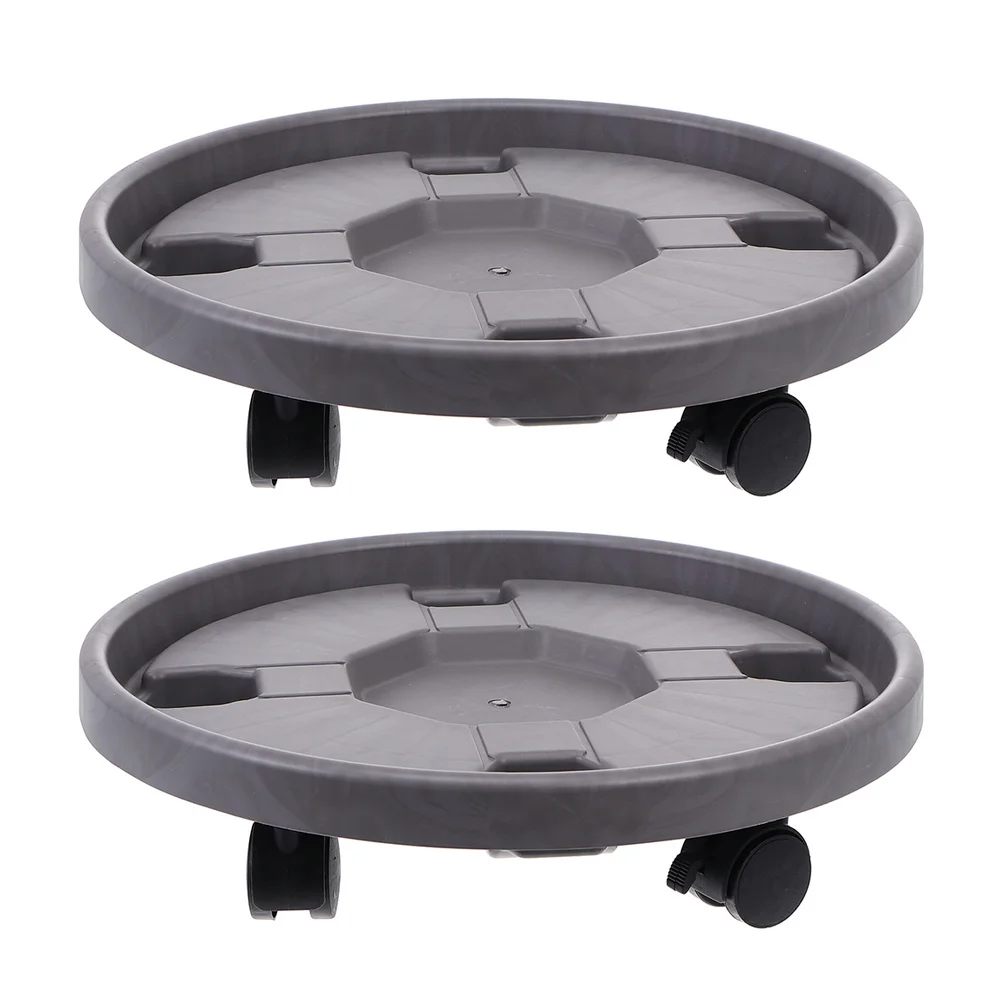 

2pcs Planter Trolley Heavy Duty Plastic Rolling Flower Stand With Brake Wheels Movable Plant Pot Holder Tray For Indoor Outdoor