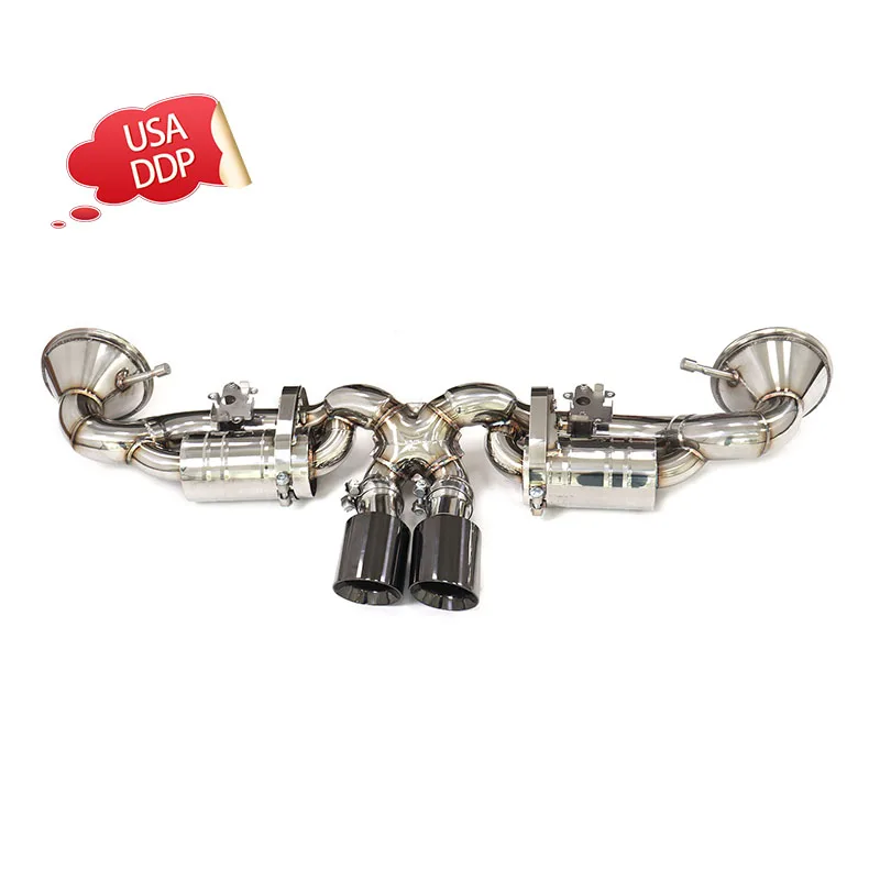 

ING exhaust system stainless steel performance catback for Porsche 911 992 GT3 with OEM valve seats, dual-drum design