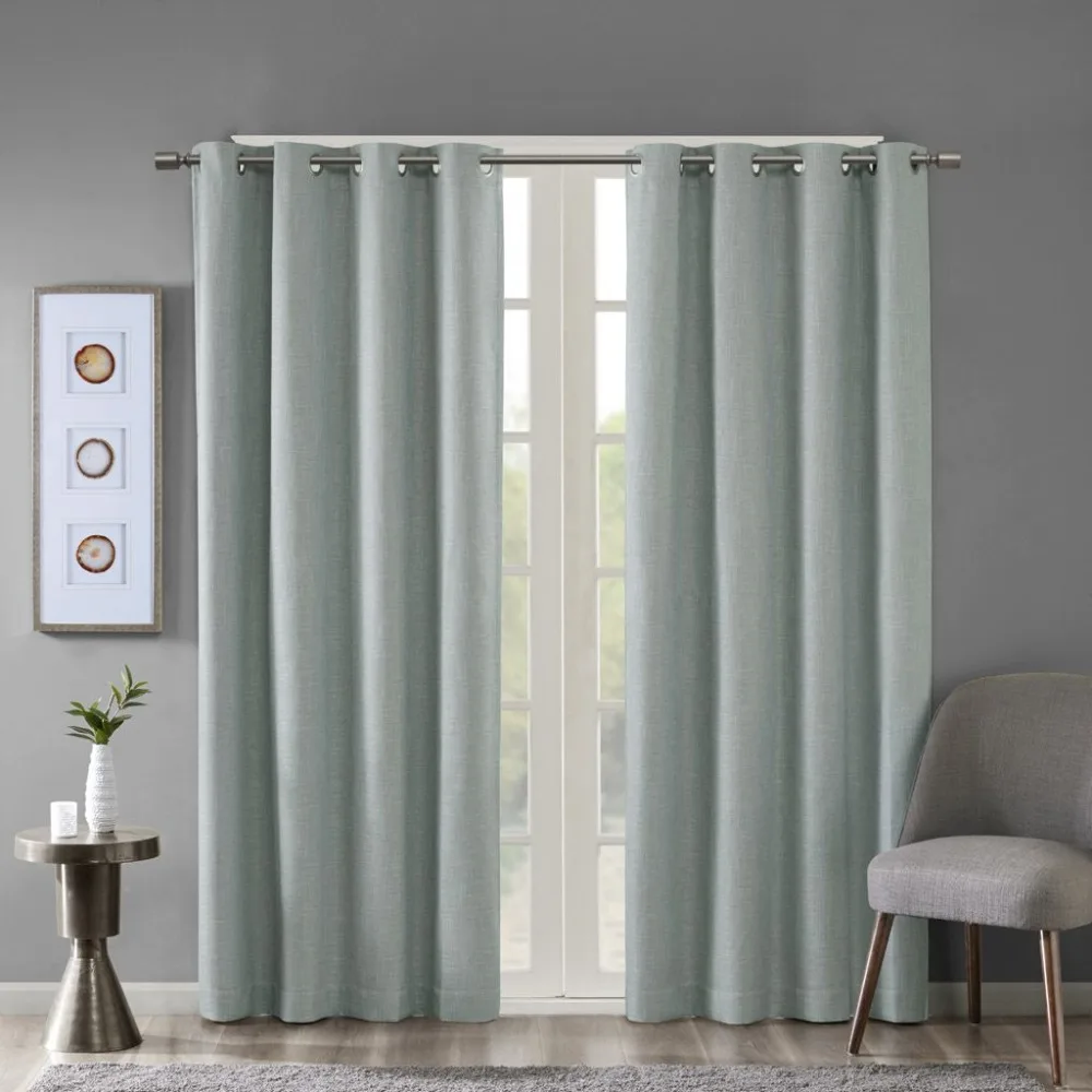 

Printed Heathered Blackout Grommet Top Curtain Panel(Only 1 Pc Panel)Top Curtain Panel