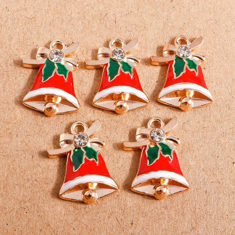 

10pcs Enamel Christmas Bell Charms Pendants for Jewelry Making Necklace Earrings DIY Bracelet Accessories Supplies