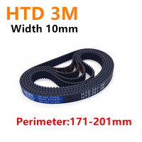 Arc HTD 3M Timing belt 171 174 177 180 183 186 189 192 195 198 201mm width 10mm Rubbe Closed Loop Synchronous pitch 3mm