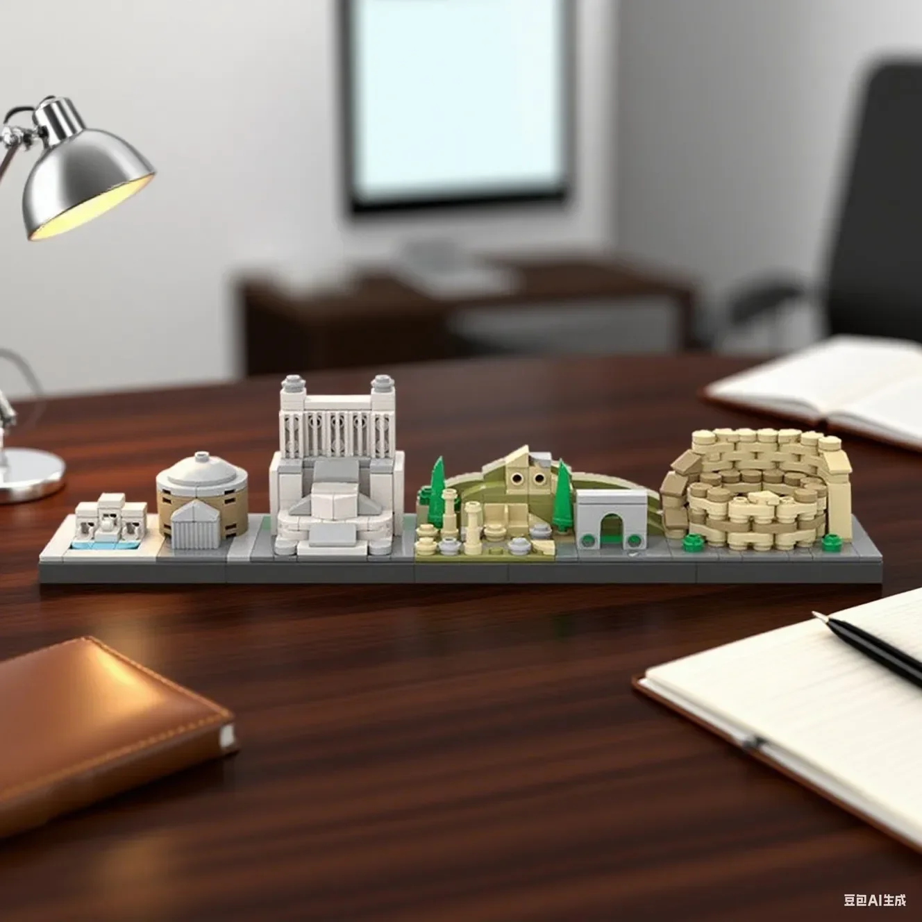 Roman Skyline MOC Building Blocks, Ancient Architecture Collection with Colosseum, Cityscape Desktop Decor for Adults