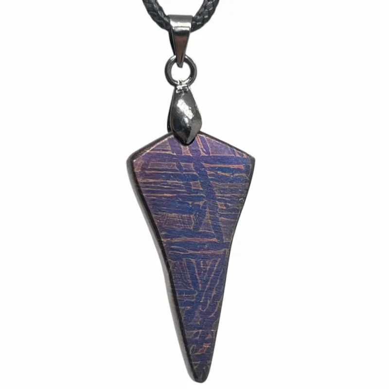 Authentic Muonionalusta Iron Meteorite Heat-Treated Necklace  Fine Meteorite Pendant series LK424