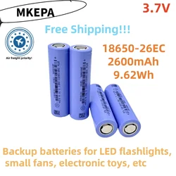 INR18650 26EC Li-ion bateria recarregável, 3.6V, 2600mAh, rechargeable batterySuitable for clock remote control batteries