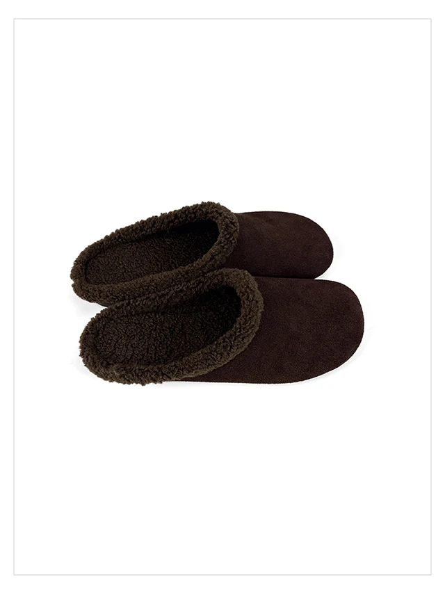 2027 Autumn Winter New Arrival Cow Suede Upper Warm Faux Shearling Lining Mango‑Toe Slip‑on Women's Home Mule Cotton Slippers