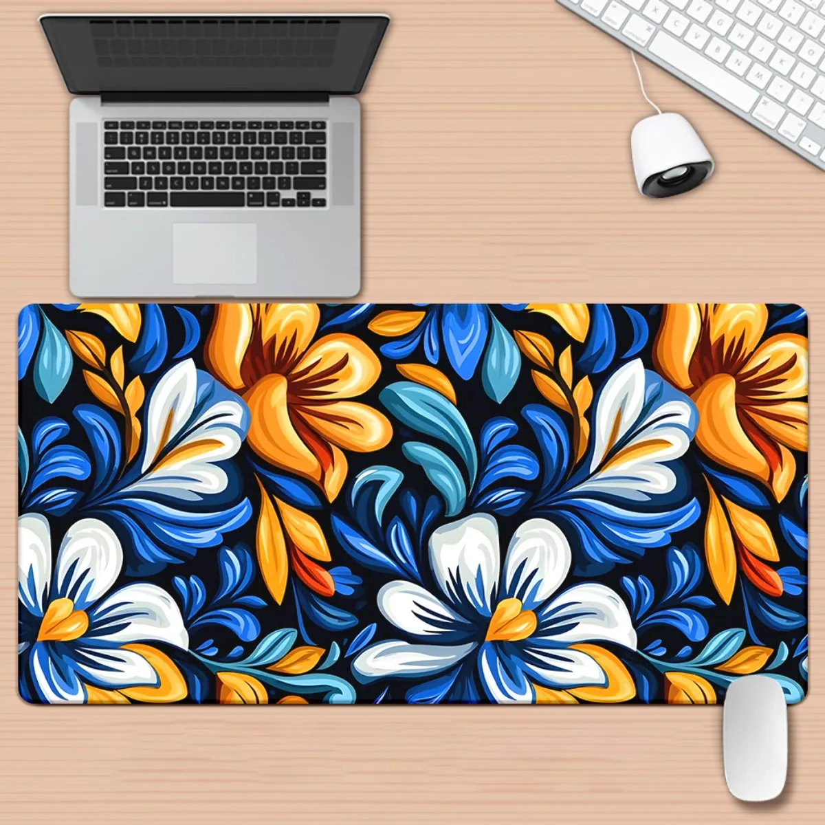 Brand Floral Vibrant HD Printed XXL Mouse Pad, Multi Functional Gaming Keyboard Mat, Large Office Computer PC Desk Pad