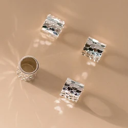 1pc/Lot 925 Sterling Silver Shining Fish Scale Pattern Big Hole Loose Beads 6x6mm DIY Jewelry Bangles Bracelets Spacers Crafts