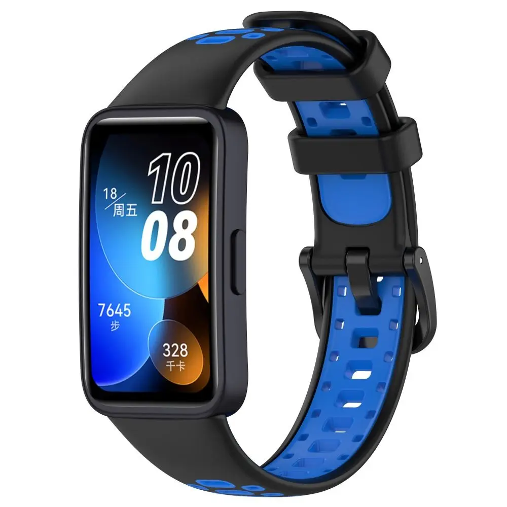 Silicone Watch Strap For Huawei Band 8 Two-Color Breathable Smart Watchband Replacement Bracelet for Huawei Band 8 Strap