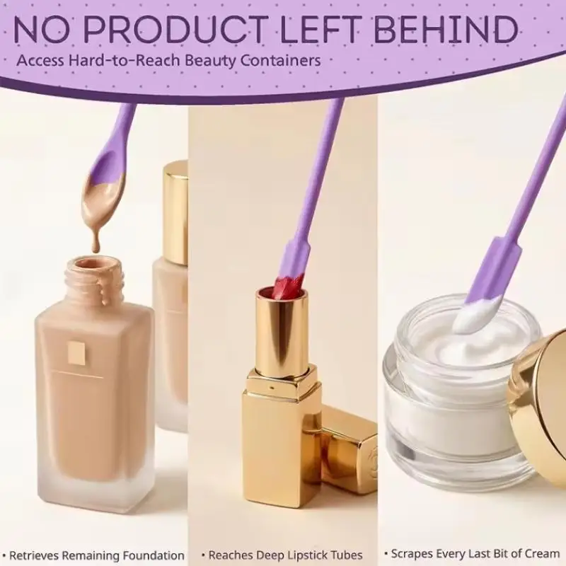 NEW 3Pcs Reusable Silicone Double Ended Spatula Tiny Jar Scraper To Get Last Of Makeup Foundation Lotion Cosmetic Skincare Tools