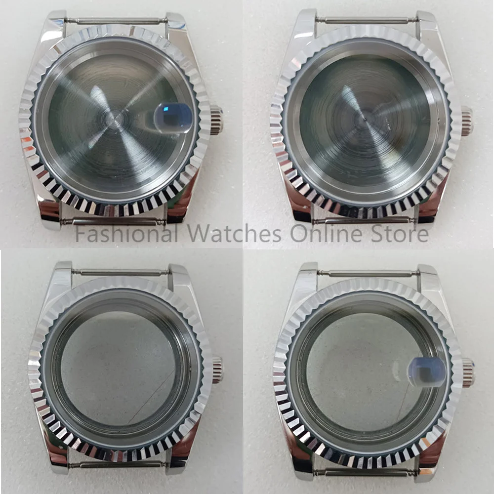 36mm Toothed Ring Stainless Steel Watch Case Sapphire Glass Watches Replacement Accessories for NH35/NH36/4R Movement