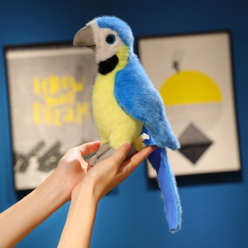 12/21cm Like Real Bird Doll Stuffed Soft Red Blue Parrot Standing Plushie Home Office Decoration Kids Gift