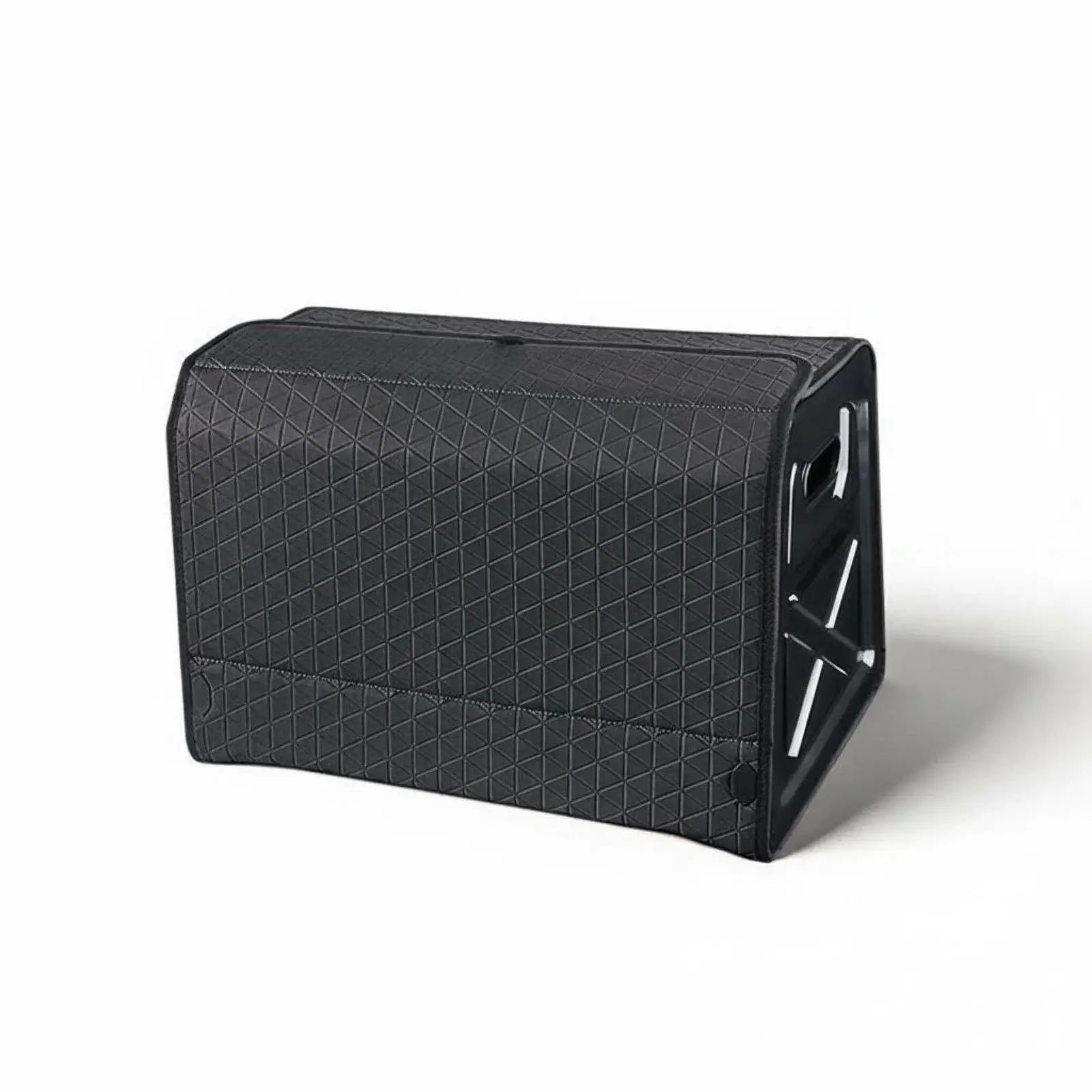 Large Capacity Foldable Car Boot Organizer Box Leather Flip Lid Trunk Storage Bin for Vehicle Space Efficiency