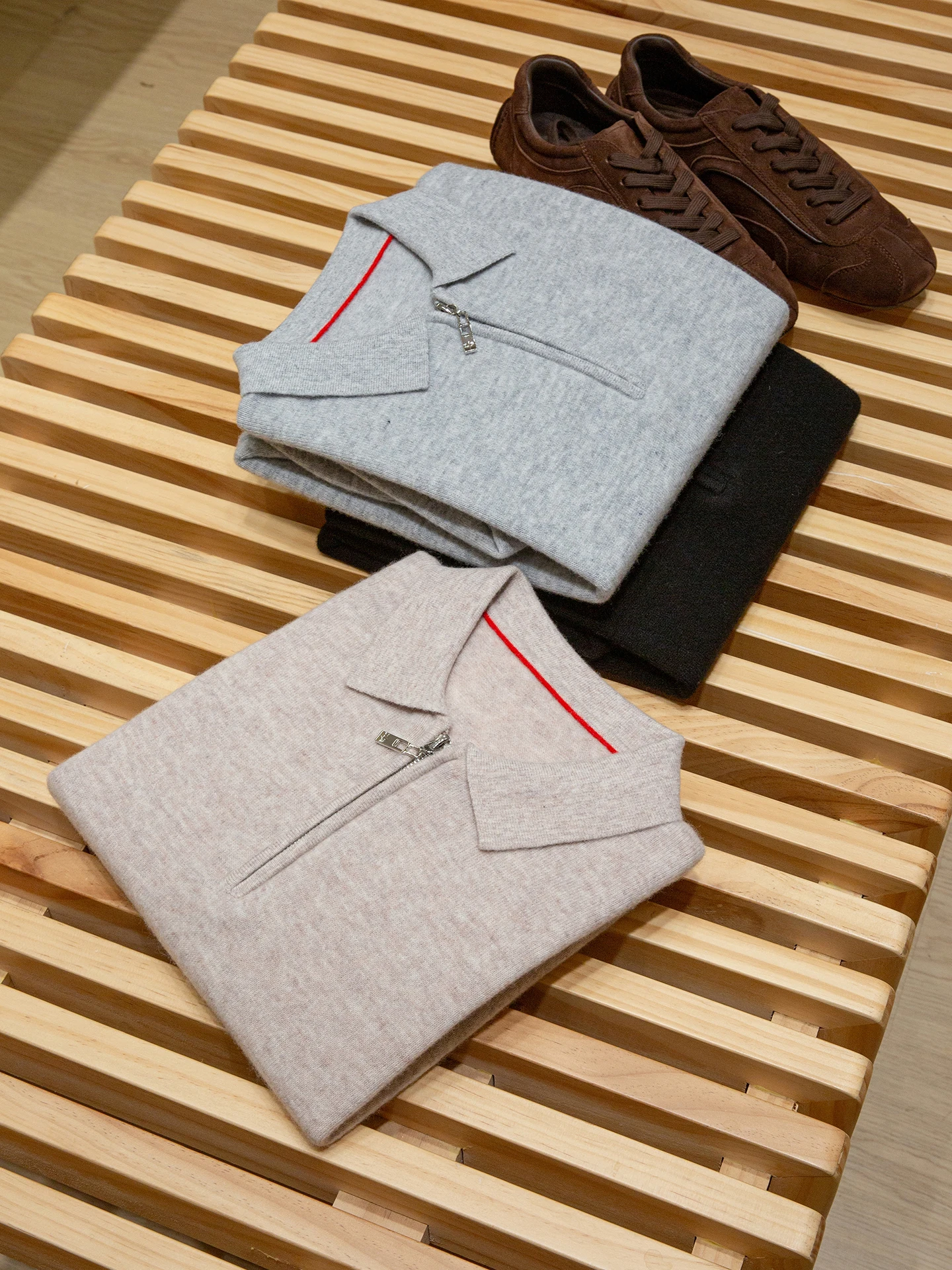 Men's Woolen Knitted Sweater Zipper Collar Color Blo 00% Wool Long Sve Warm Commute Sle BOOM SOLO Brand