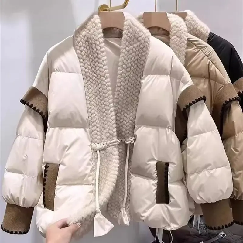 Down Cotton Jacket for Women in Autumn Winter 2024 New Cotton Jacket With a High-end Feel Thickened Short Jacket Cotton Jacket S