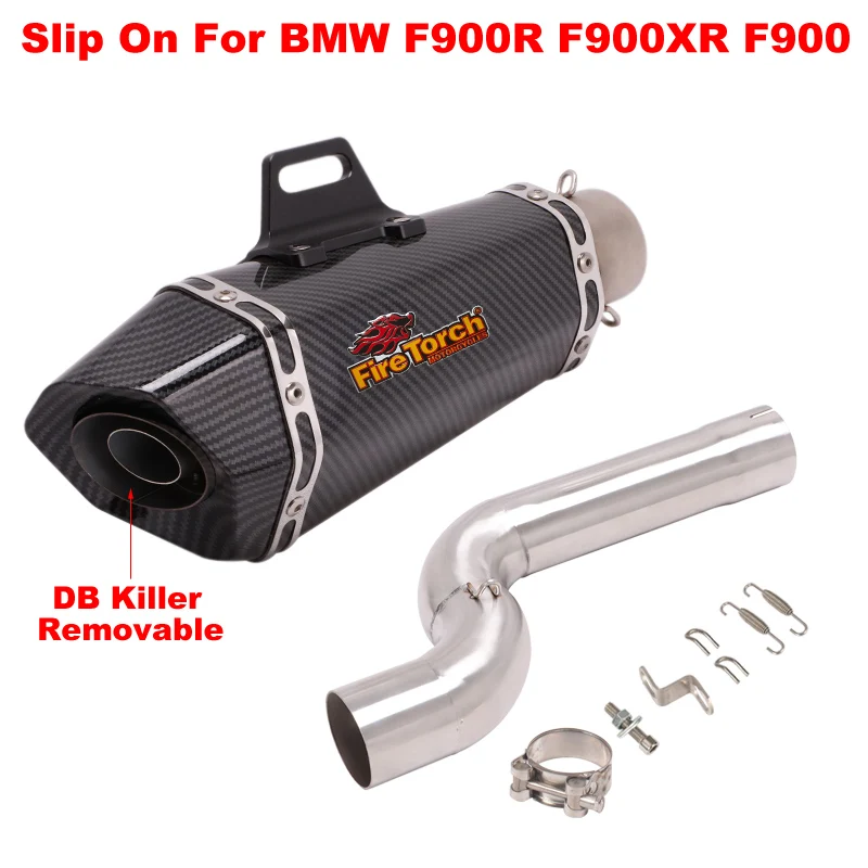 Slip On For BMW F900R F900XR F900 R XR F 900 R 2020 2021 Motcrcycle Exhaust System Escape Mid Link Pipe With Muffler DB Killer
