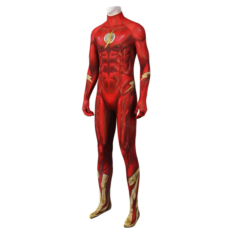 Mono de Cosplay de Flash Barry Allen para niños y adultos, máscaras, equipo de cabeza, disfraces de fiesta de Carnaval de Halloween, traje de juego de rol