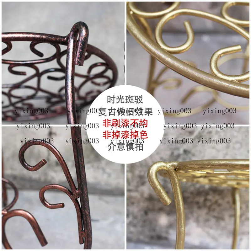 Antique Bronze Round Solid Wrought Iron Plant Stand, Powder Coated Rust‑Resistant Floor Stool for Bonsai & Potted Flowers