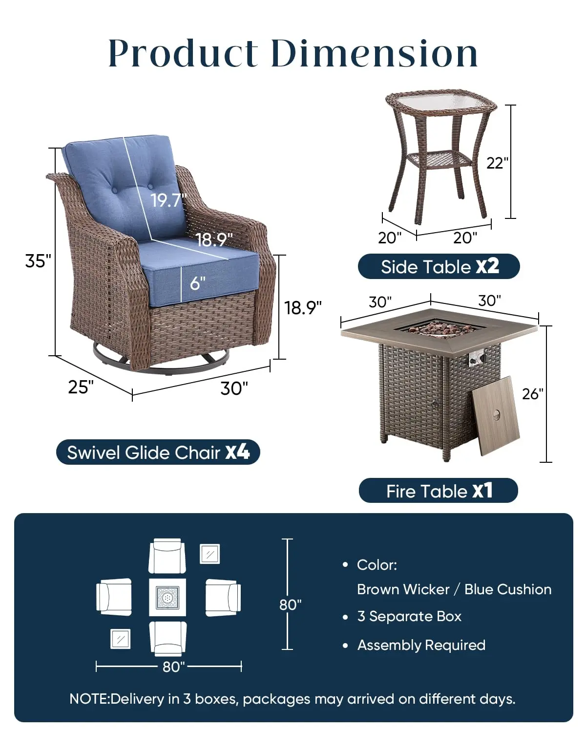Swivel Rocker Patio Chair Set Of 4 With 30
