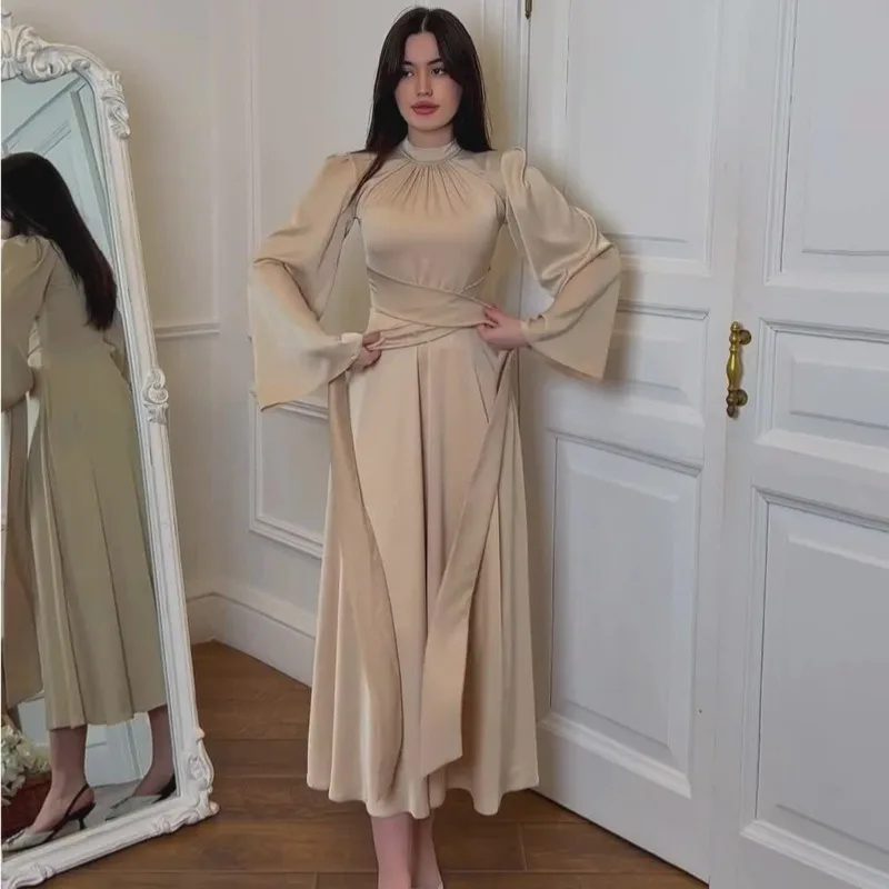 Eid Robe de soirée musulmane pour femmes Abaya Maroc robes en Satin Ramadan à lacets Abayas caftan Islam dubaï arabe longue Robe