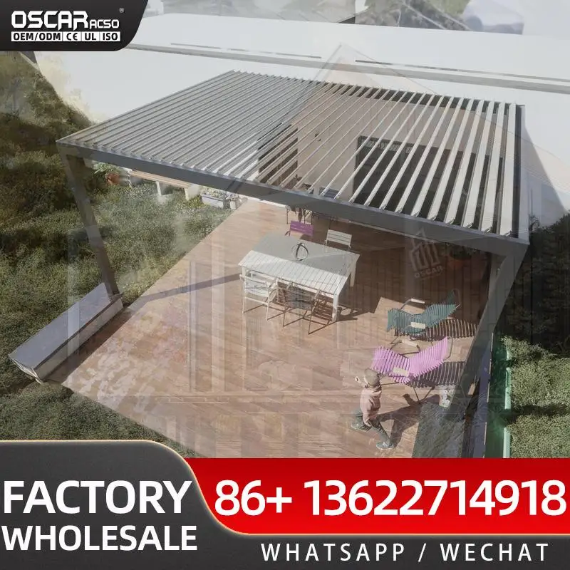 Aluminum Louvre Roof Electric Waterproof Automatic Louvre Pergola for Garden Patio Backyard pergolas