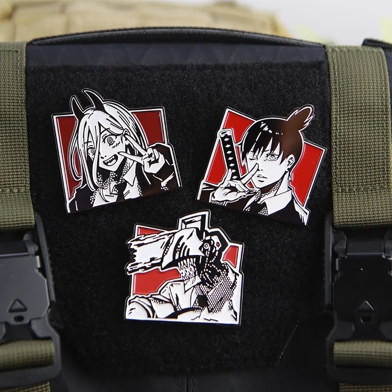 Chainsaw Man Anime Patch Power Hayakawa Autumn Label Embroidery Patches Hook and Loop Metal Tactical Military Backpack Badges view 5