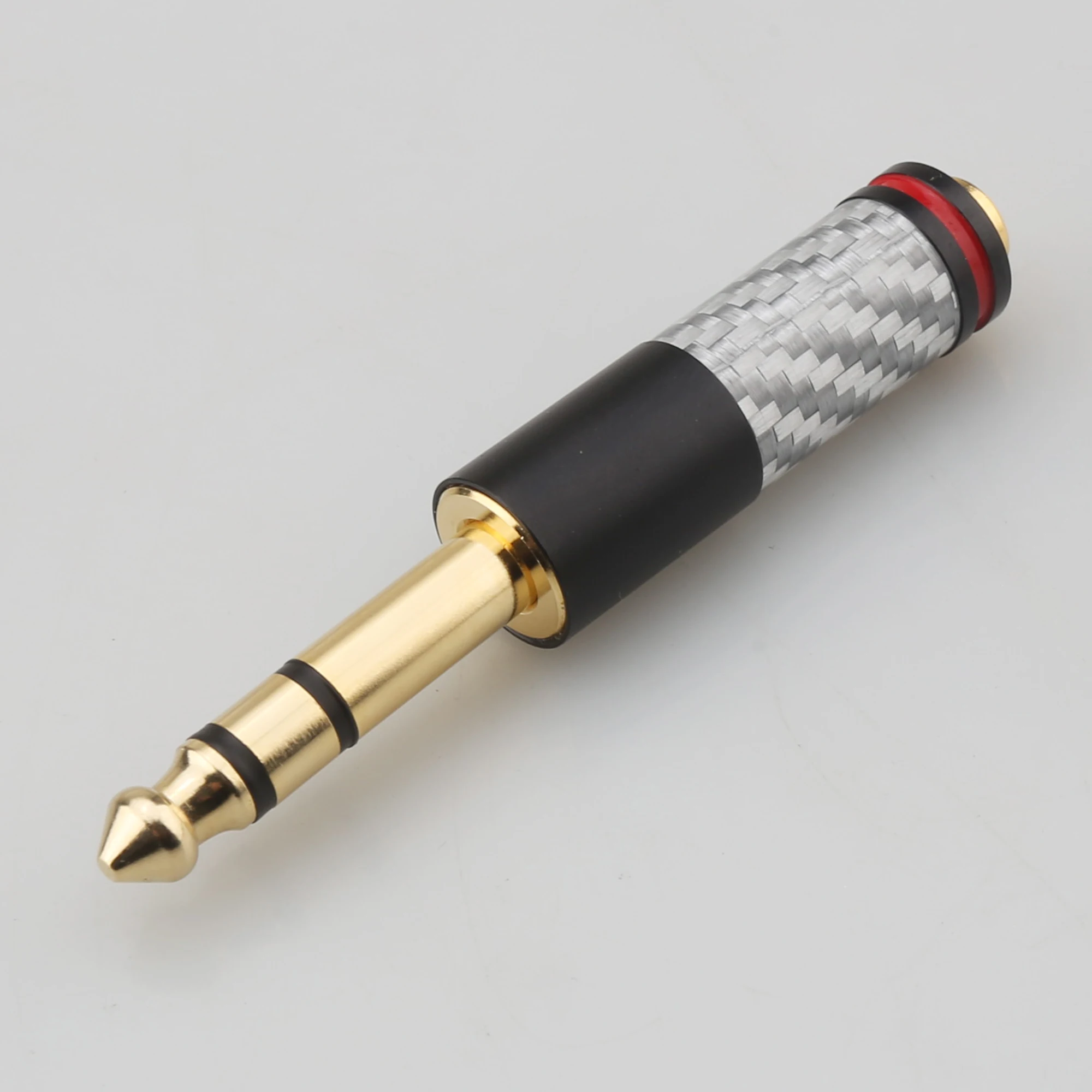 Adapter audio 6,35 mm 1/4 TRS męski na 4,4 mm TRRRS żeński, pozłacany, z włókna węglowego, konwerter gniazda słuchawkowego — zdjęcie produktu 3